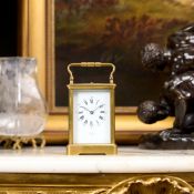 A LATE 19TH CENTURY FRENCH REPEATING CARRIAGE CLOCK SIGNED 'WEBSTER'