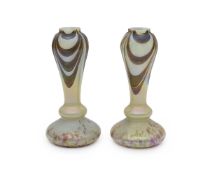 ATTR. TO THOMAS WEBB: A PAIR OF LATE 19TH CENTURY IRIDESCENT GLASS VASES