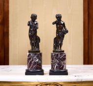 A PAIR OF LATE 18TH / EARLY 19TH CENTURY BRONZE FIGURES AFTER CHARLES-ANTOINE BRIDAN