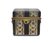 A LATE 19TH CENTURY BOHEMIAN ENAMELLED AND GILT GLASS CASKET