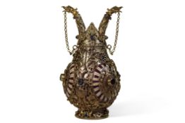 A FINE 19TH CENTURY VIENNESE ENAMEL AND SILVER SCENT BOTTLE C. 1880