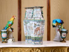 A LARGE PAIR OF 19TH CENTURY CHINESE FAMILLE ROSE PORCELAIN TIGER VASES