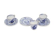 A STAFFORDSHIRE CHILD'S BLUE AND WHITE TRANSFER WARE TOY TEA SET CIRCA 1820