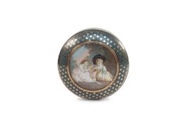 AN ENGLISH PIQUE WORK AND PAINTED SNUFF BOX