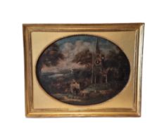 A LATE 19TH CENTURY AUTOMATA PICTURE CLOCK WITH WINDMILL