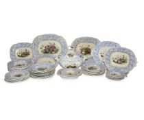 AN EXTENSIVE MID 19TH CENTURY 'FRUIT BASKET' PATTERN DINNER SERVICE