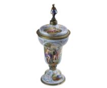 A FINE 19TH CENTURY VIENNESE ENAMEL CUP AND COVER C. 1890