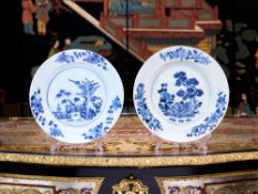 TWO 18TH CENTURY CHINESE PORCELAIN BLUE AND WHITE DISHES