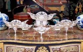 AN EARLY 20TH CENTURY STERLING SILVER EPERGNE SET C. 1902 BY JAMES DIXON & SONS