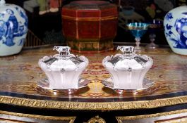 ROTHSCHILD PROVENANCE: A PAIR OF STERLING SILVER AND GLASS BUTTERDISHES C. 1838