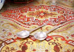 A RARE PAIR OF 1657 SILVER PURITAN SPOONS WITH MARK OF STEPHEN VENABLES I