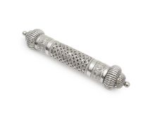A MIDDLE EASTERN STERLING SILVER SCROLL HOLDER, OMAN