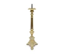 A 19TH CENTURY BRONZE CHURCH CANDLESTICK