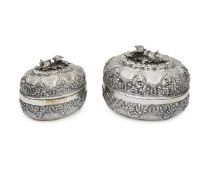 TWO STERLING SILVER JEWELLERY BOXES