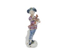 MEISSEN: A FIGURE OF A CHICKEN SELLER BY KAENDLER CIRCA 1760