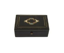 A LATE 19TH CENTURY FRENCH EBONISED, ORMOLU AND MOTHER OF PEARL MOUNTED BOX