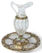 A FINE 19TH CENTURY VIENNESE ENAMEL, ROCK CRYSTAL AND SILVER MOUNTED EWER, RATZERSDORFER C.1880.