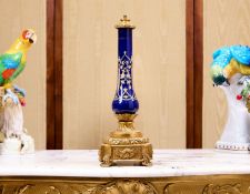 A LATE 19TH CENTURY BOHEMIAN ENAMELLED GLASS LAMP BASE