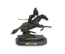 AFTER FREDERIC REMINGTON (AMERICAN,1861-1909): A BRONZE 'WARRIOR'