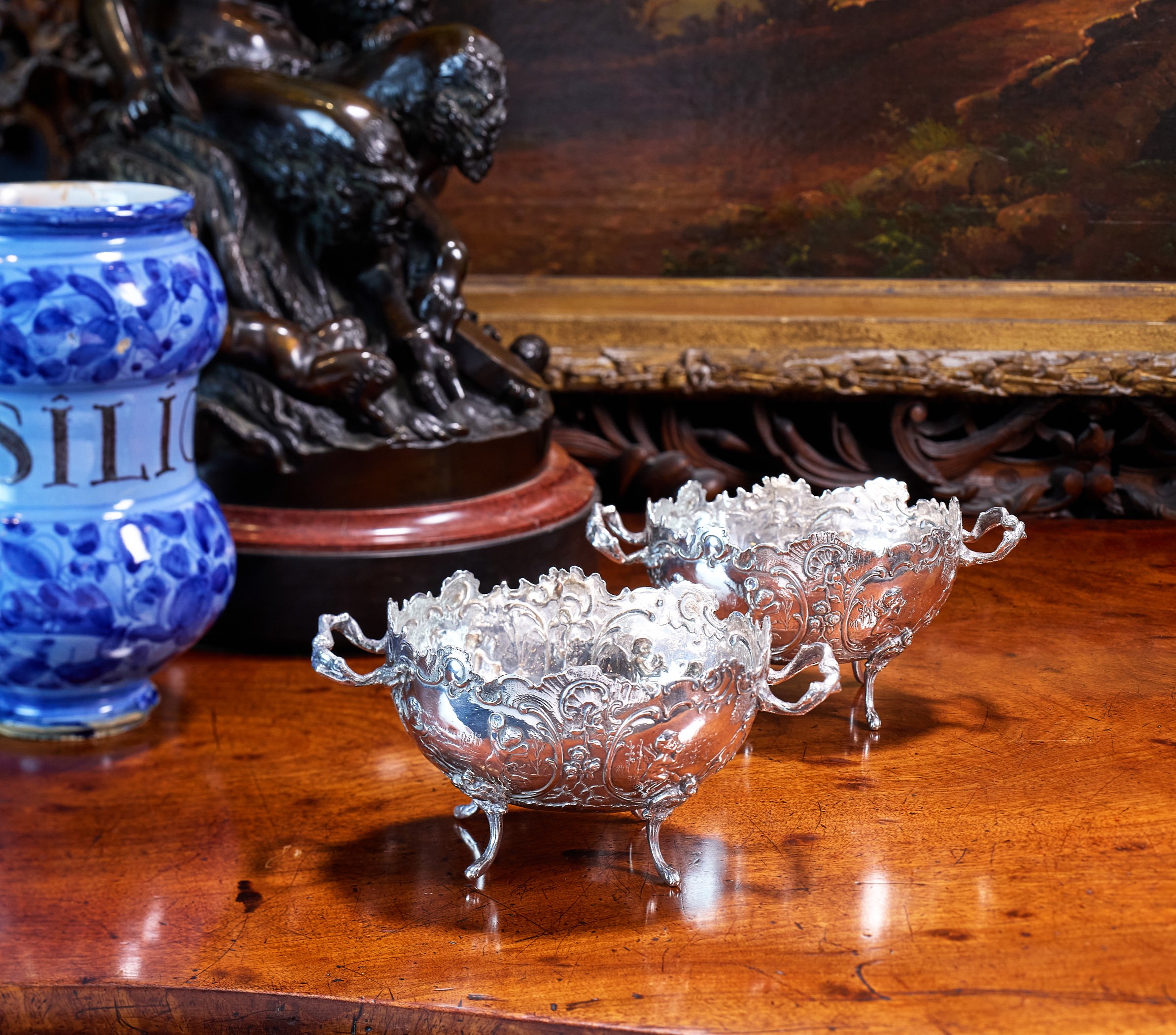 A PAIR OF LATE 19TH CENTURY STERLING SILVER SWEET MEAT DISHES - Image 2 of 3