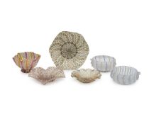 A COLLECTION OF MURANO LATTICINO GLASS BOWLS AND DISHES