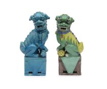 TWO CHINESE PORCELAIN FOO DOGS