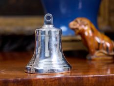 A GEORGE V PERIOD STERLING SILVER BELL INKWELL FROM RMS QUEEN MARY C. 1935