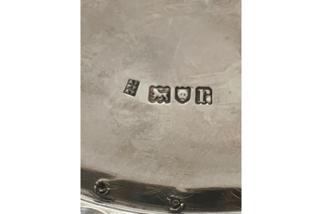 AN EARLY 20TH CENTURY STERLING SILVER AND CRANBERRY GLASS BOWL C. 1912 - Image 2 of 2
