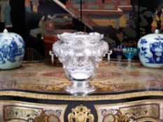 AN ITALIAN BAROQUE STYLE SILVER WINE COOLER