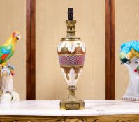 A LATE 19TH CENTURY BOHEMIAN GLASS VASE LAMP WITH ORMOLU MOUNTS