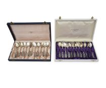TWO SETS OF SWEDISH SILVER COFFEE SPOONS IN CASES