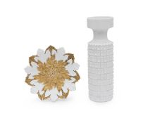 MEISSEN: AN UNUSUAL 1950'S ABSTRACT VASE TOGETHER WITH A PLATE