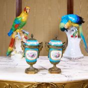 A PAIR OF LATE 19TH CENTURY FRENCH SEVRES STYLE PORCELAIN VASES AND COVERS