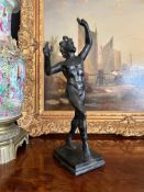 A LATE 19TH CENTURY NEAPOLITAN BRONZE FIGURE OF THE DANCING SATYR
