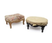 TWO 19TH CENTURY FRENCH CARVED WOOD FOOTSTOOLS