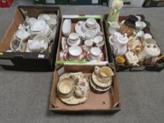 FOUR TRAYS OF TEA/DINNER WARE TO INCLUDE ROYAL STAFFORD OLD ENGLISH GARDEN, COURT CHINA 