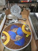 A BOX OF METAL WARE COLLECTABLES