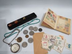 A VINTAGE HALLMARKED SILVER PAIR CASED POCKET WATCH A/F WITH A SMALL SELECTION OF COLLECTABLE'S TO