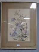 M. BRUCE - LOW A FRAMED FLORAL WATERCOLOUR 47 X 31 CM