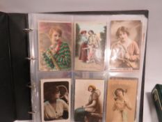 TWO ALBUMS OF VINTAGE POSTAGE TO INCLUDE SAUCY SEASIDE EXAMPLES ETC