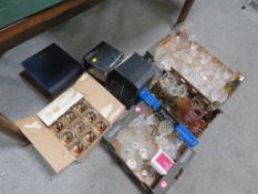 TWO TRAYS OF ASSORTED GLASSWARE TO INCLUDE BOXED CRYSTAL EXAMPLES