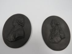 TWO WEDGWOOD BASALT STYLE PLAQUES OF NELSON AND JOSIAH WEDGWOOD