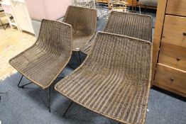 FOUR MODERN METAL/WICKER GARDEN CHAIRS