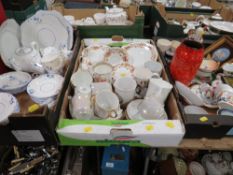 THREE TRAYS OF ASSORTED CERAMICS TO INCLUDE WEDGWOOD JASPERWARE , FRANZ ORIENTAL EXAMPLES ETC