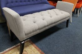 A MODERN GREY UPHOLSTERED WINDOW SETA - W 142 CM