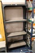 A MODERN METAL FOUR TIER BOOKCASE H 180 W 186 CM