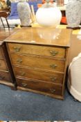 AN ANTIQUE OAK FOUR DRAWER CHEST W 68.5 CM