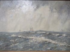 CAPT. JOHN WATERS (XX). Stormy seascape with sailing vessels in a heavy swell 'Off Coquirubo 06, a