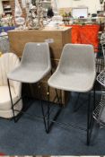 A PAIR OF MODERN PLASTIC/METAL KITCHEN STOOLS