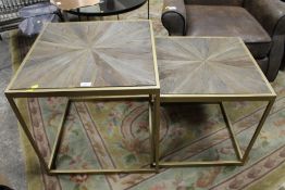 TWO MODERN WOOD/METAL LAMP TABLES